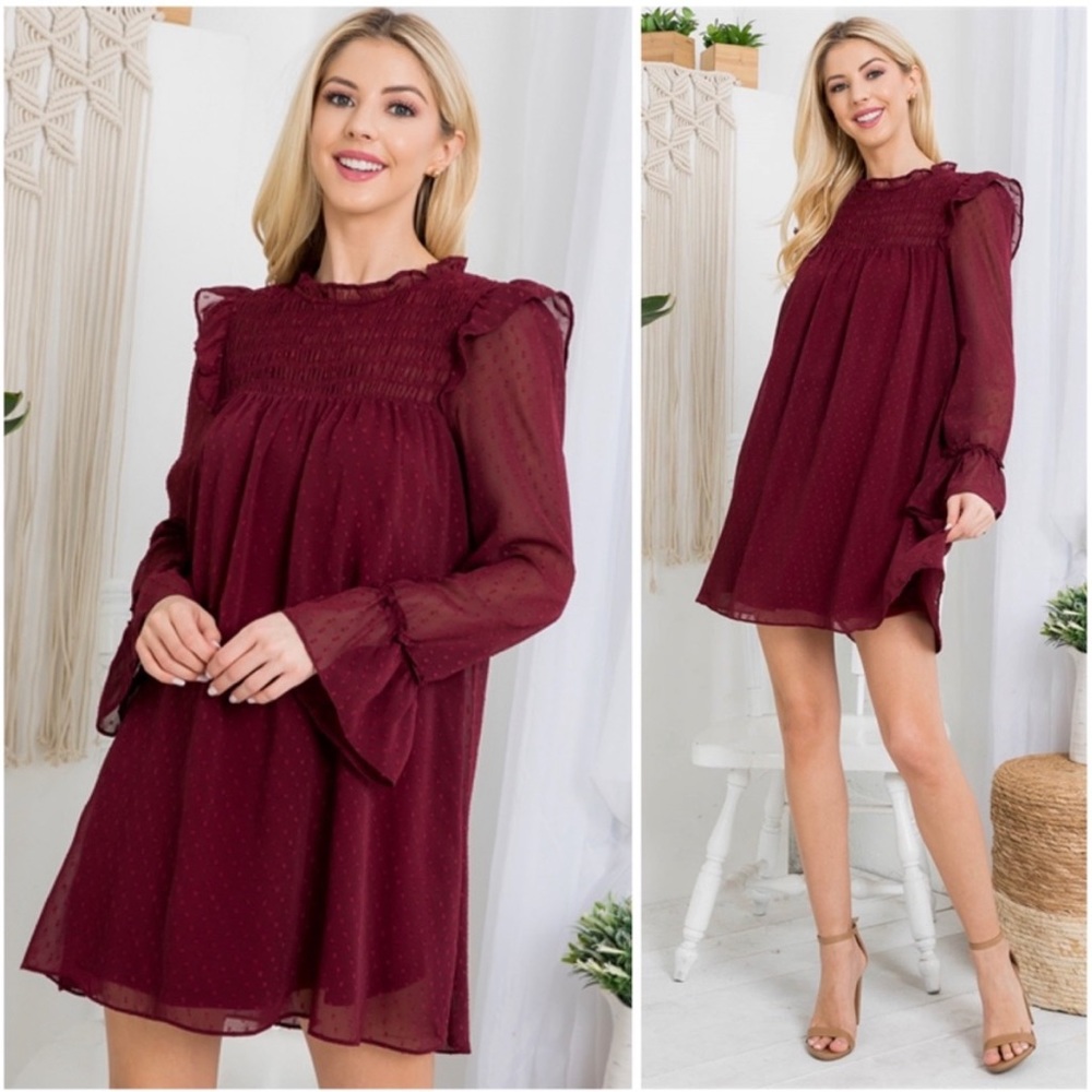 “Love Riche” Elegant & Classy Sheer Ruffle Dress - Picture 4 of 6